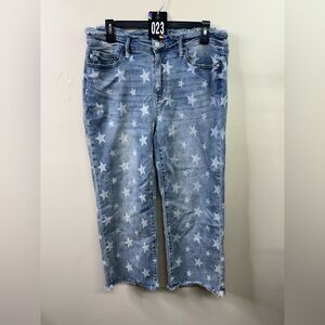 Judy Blue Pale Blue Star-Print Straight Leg Jeans